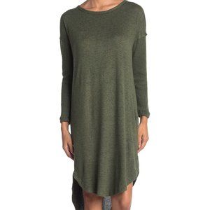 Scoop Neck Curve Hem Midi Dress